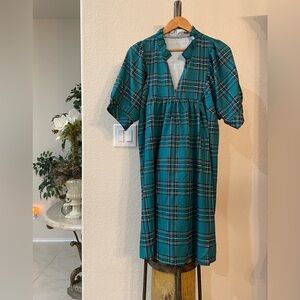 NWT Empire Style Babydoll plaid dress for SHEIN Teal and Black plus SZ 2XL NEW